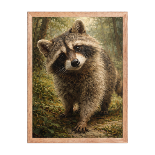 Raccoon Forest Curiosity Framed Poster