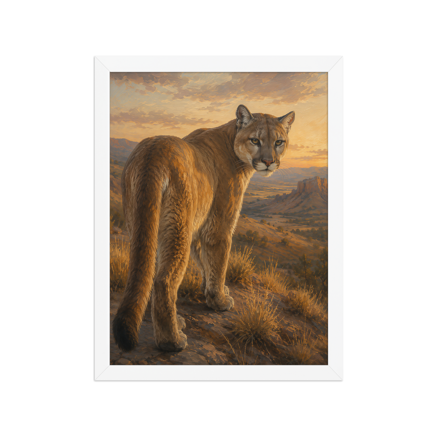 Mountain Lion Sunset Pride Framed Poster