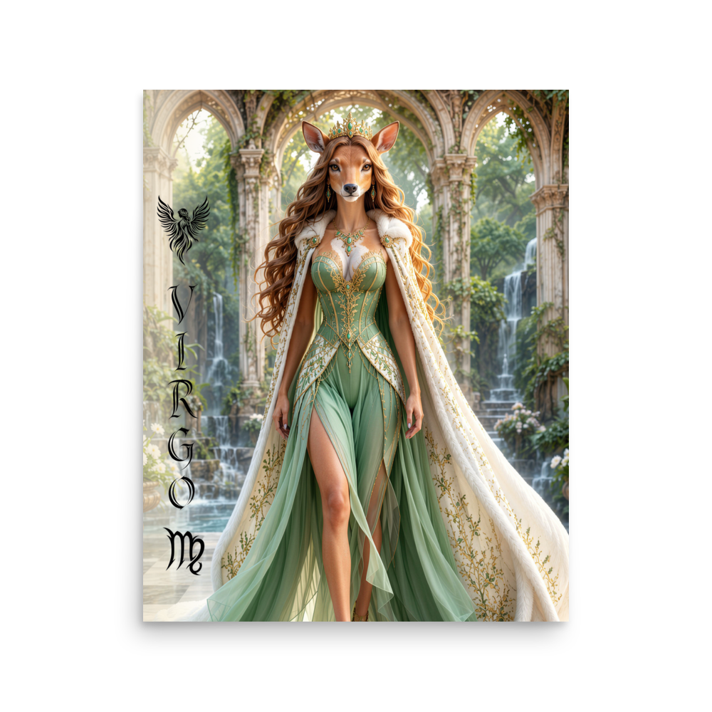 Virgo woman deer queen zodiac poster
