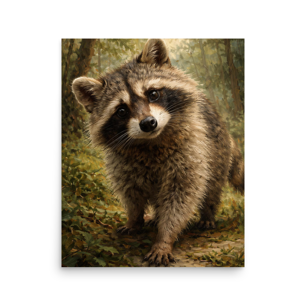 Raccoon Forest Curiosity Poster