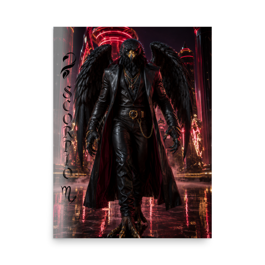 Scorpio man black eagle zodiac poster