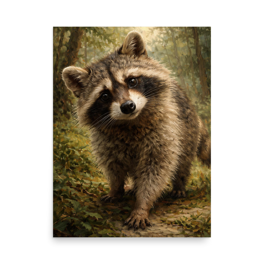 Raccoon Forest Curiosity Poster