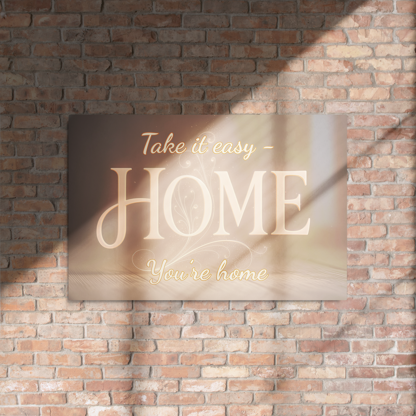 Home quote wall art poster with warm typography, cozy text print for modern home decor