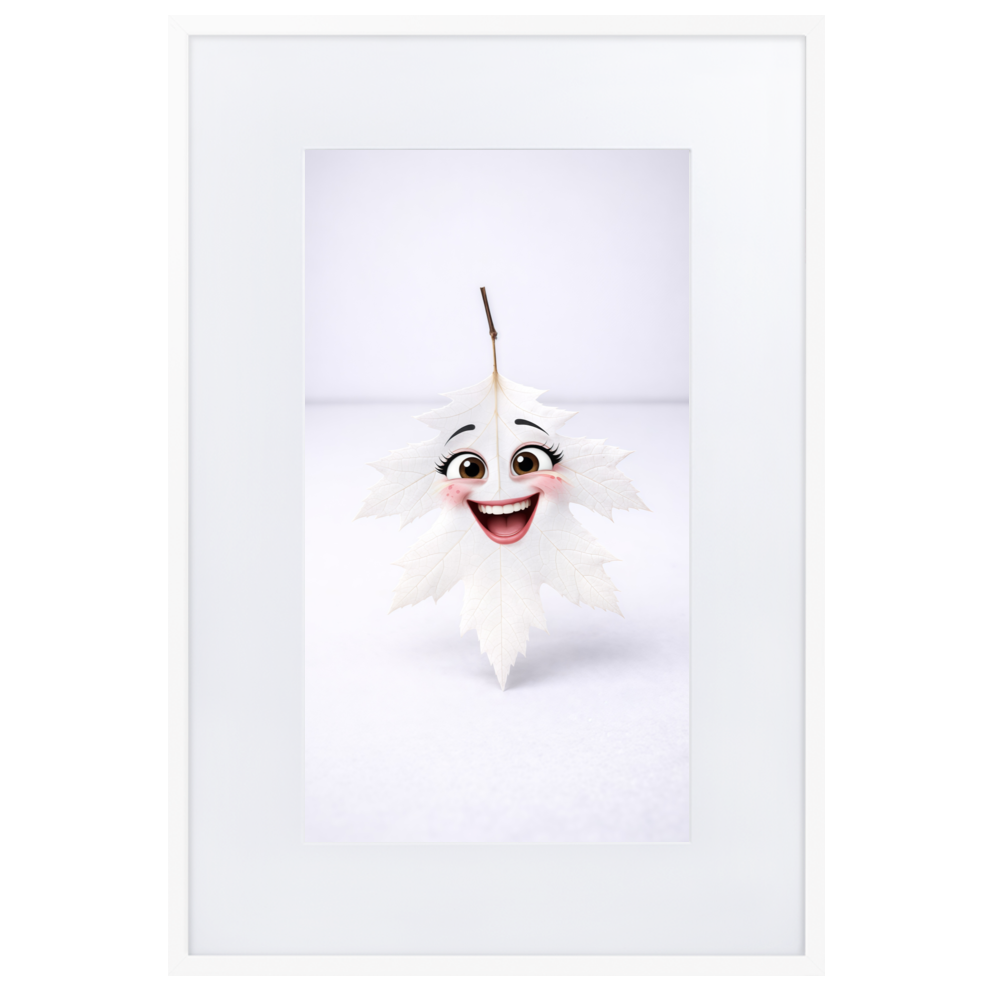 Framed cartoon character wall art poster, playful illustration art print for modern home decor