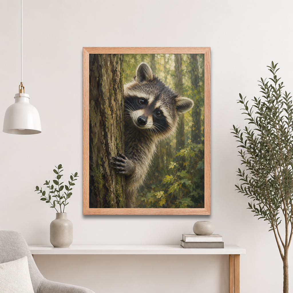 Raccoon Curiosity Framed Poster
