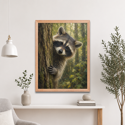 Raccoon Curiosity Framed Poster
