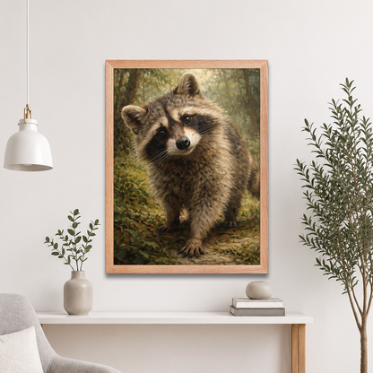 Raccoon Forest Curiosity Framed Poster