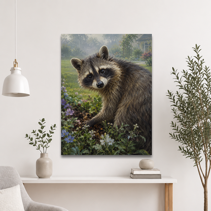 Garden Raccoon Curiosity Poster
