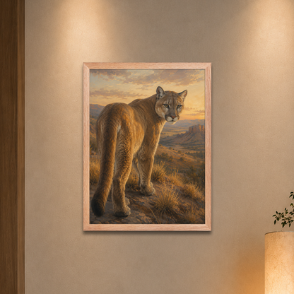 Mountain Lion Sunset Pride Framed Poster