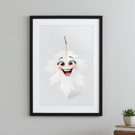 Framed cartoon character wall art poster, playful illustration art print for modern home decor