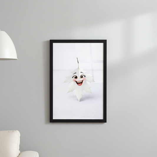 Framed cartoon character wall art poster, playful illustration art print for modern home decor