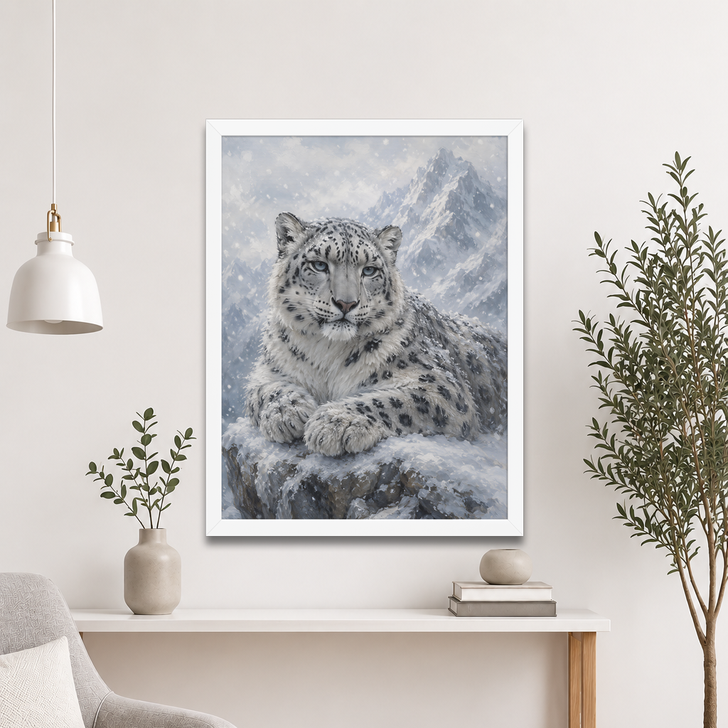 Snow Leopard Calm Framed Poster