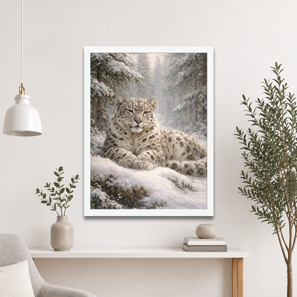 Snow Leopard Winter Calm Framed Poster