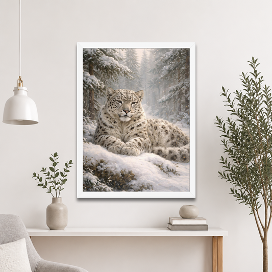 Snow Leopard Winter Calm Framed Poster