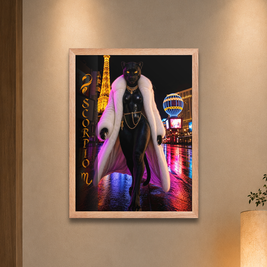 Scorpio Woman Black Panther Framed Poster