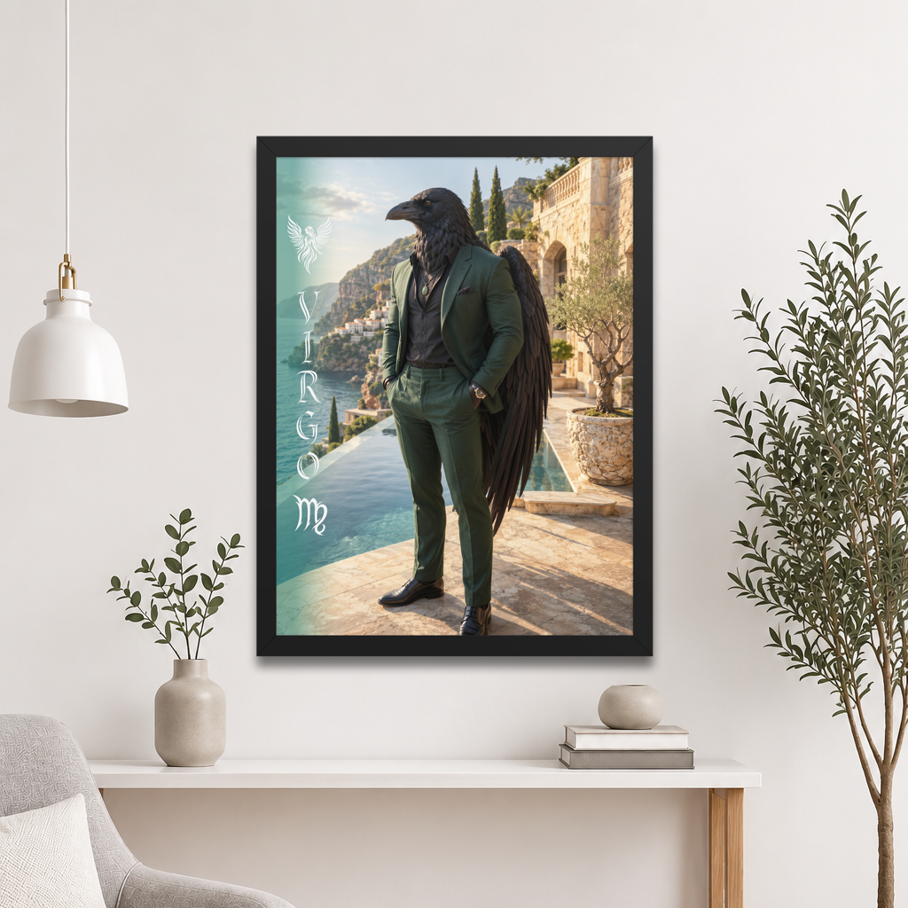 Virgo man raven king framed poster