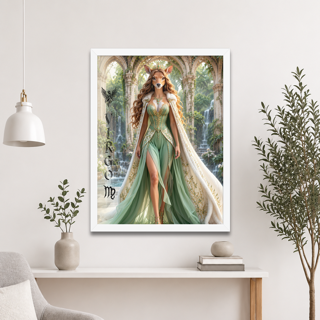Virgo woman deer queen framed poster