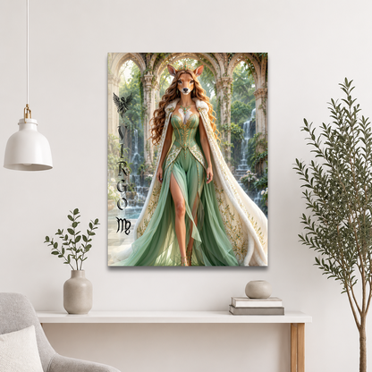 Virgo woman deer queen zodiac poster