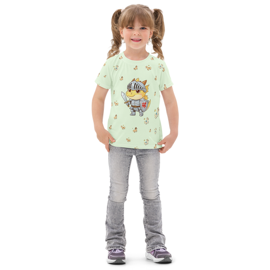 Kids knight dragon t-shirt with cute dragon warrior illustration