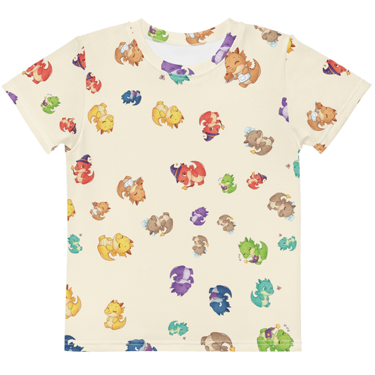 Kids all-over print t-shirt with illustrated pattern
