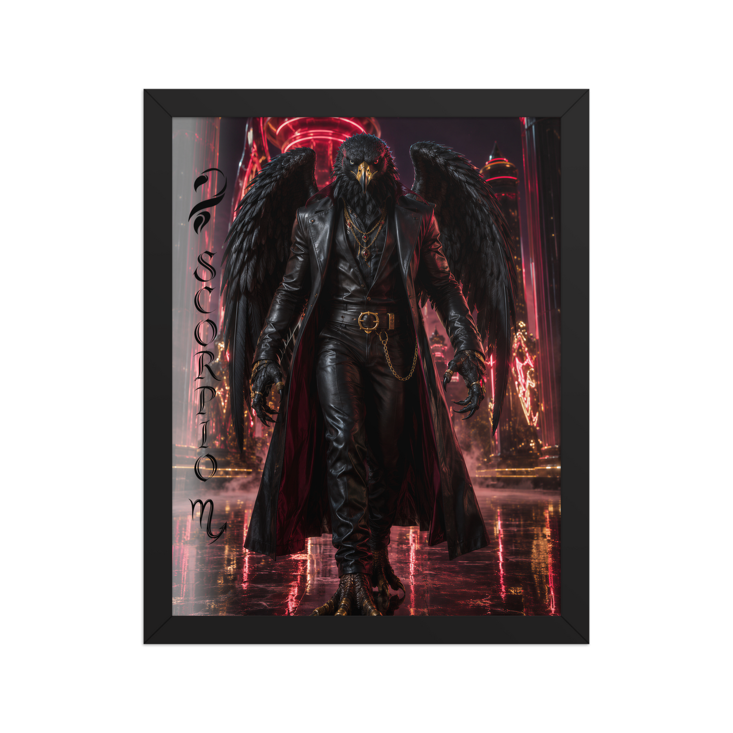Scorpio man black eagle framed poster