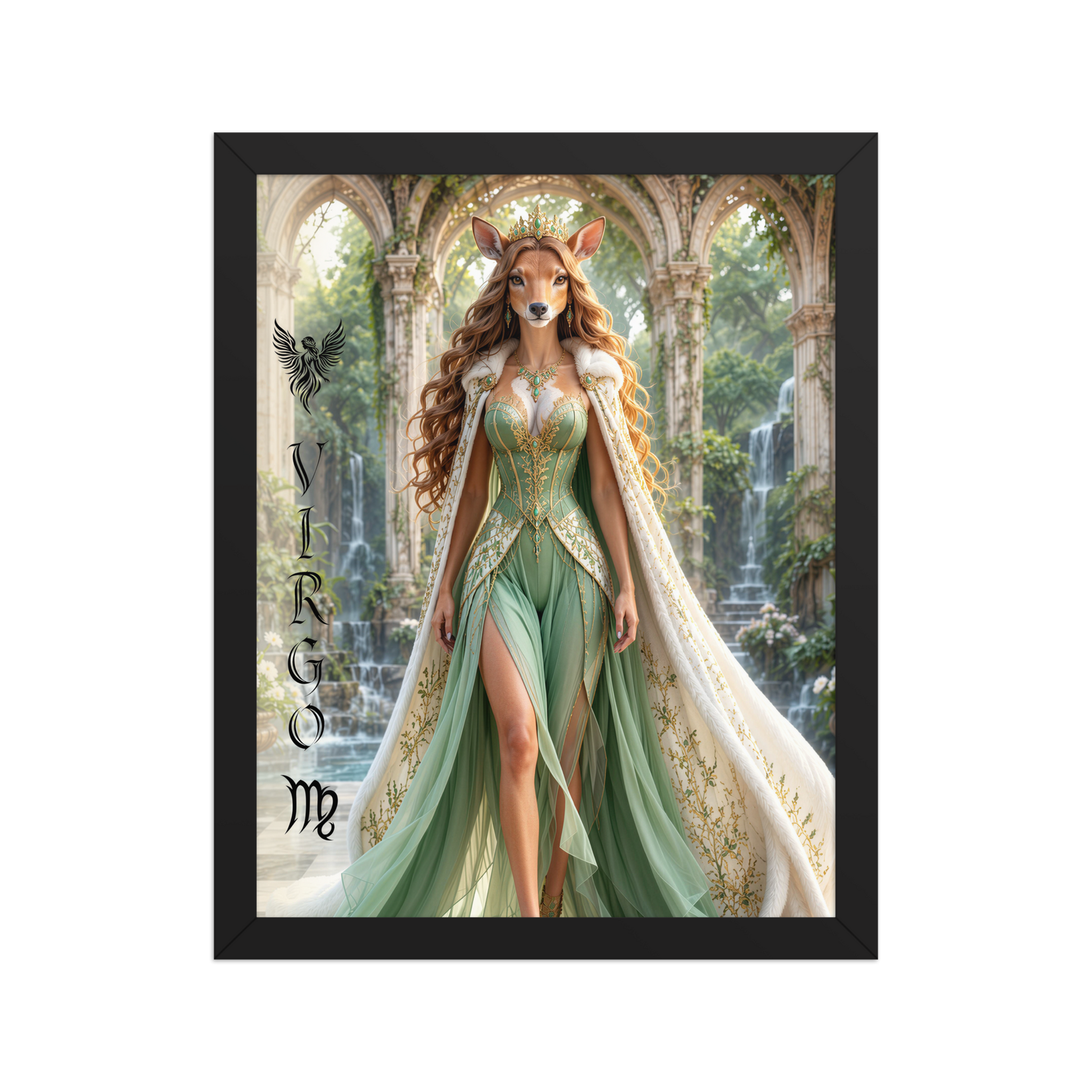 Virgo woman deer queen framed poster