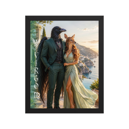 Virgo power couple framed poster with raven king and deer queen