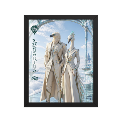 Framed Aquarius power couple poster with eagle king and crane queen