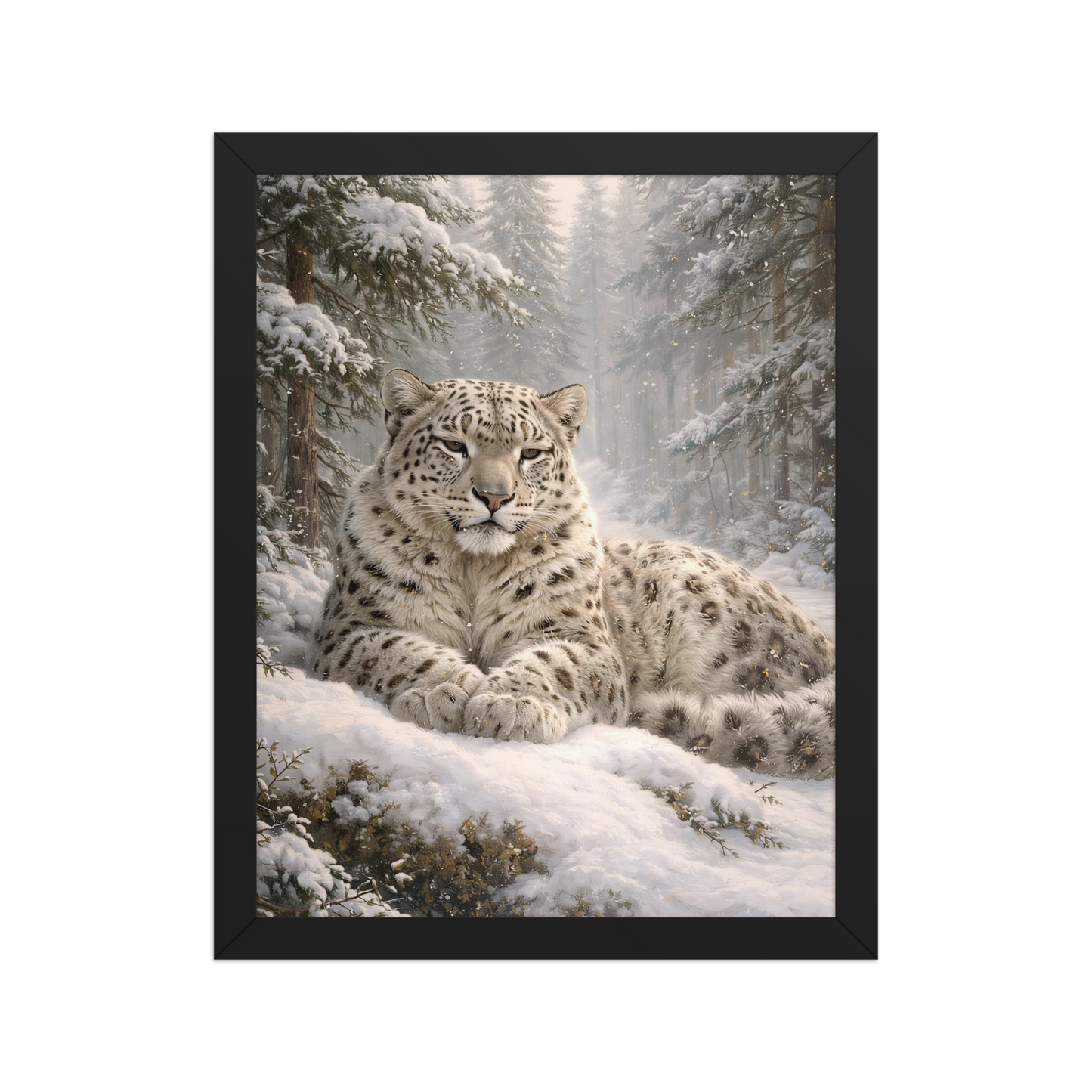 Snow Leopard Winter Calm Framed Poster