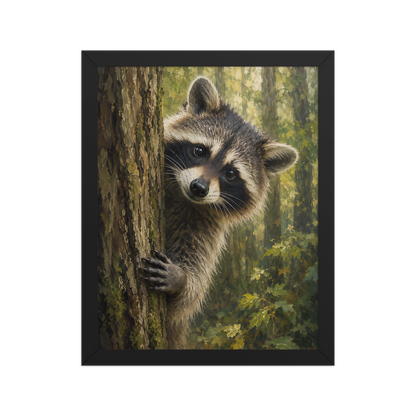Raccoon Curiosity Framed Poster