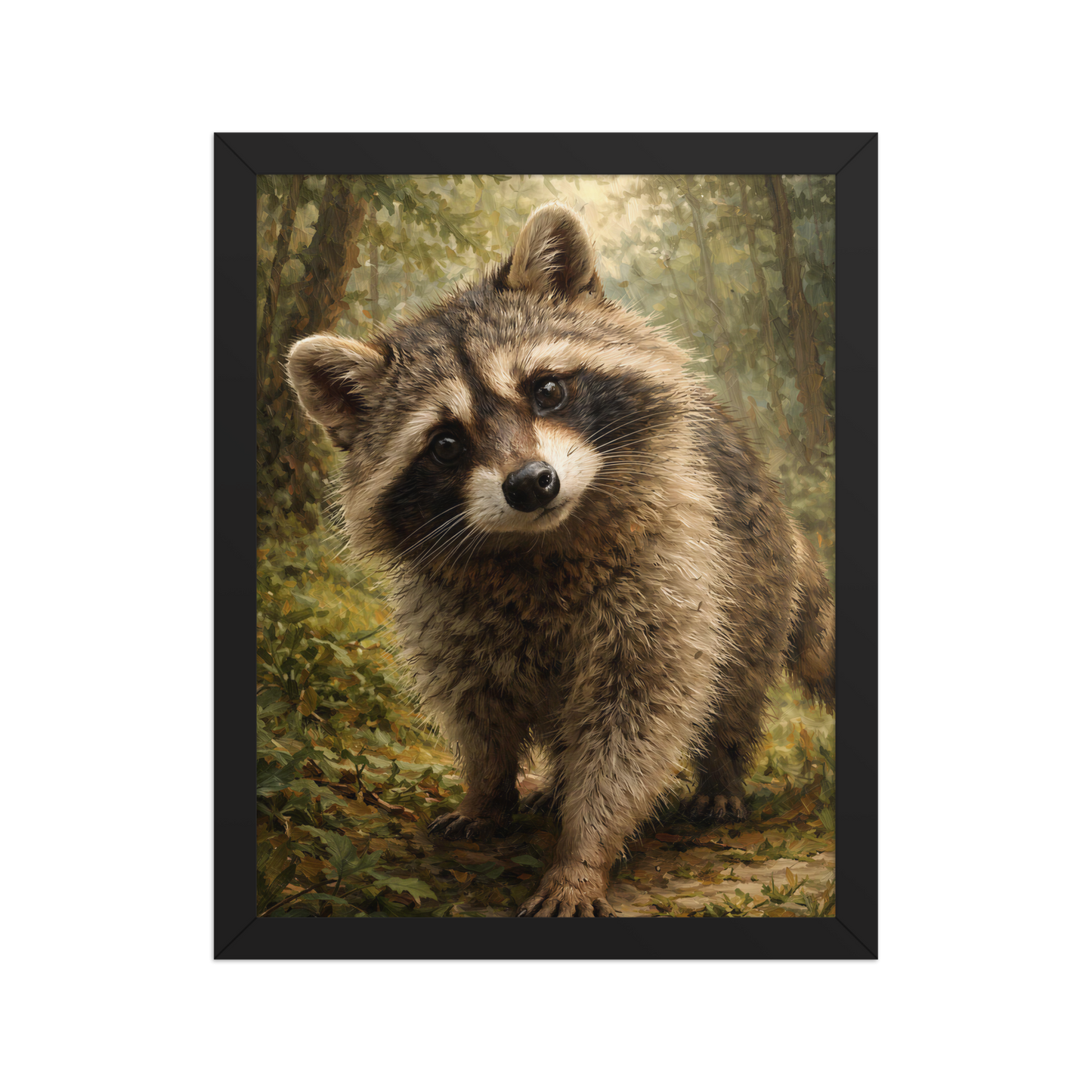 Raccoon Forest Curiosity Framed Poster