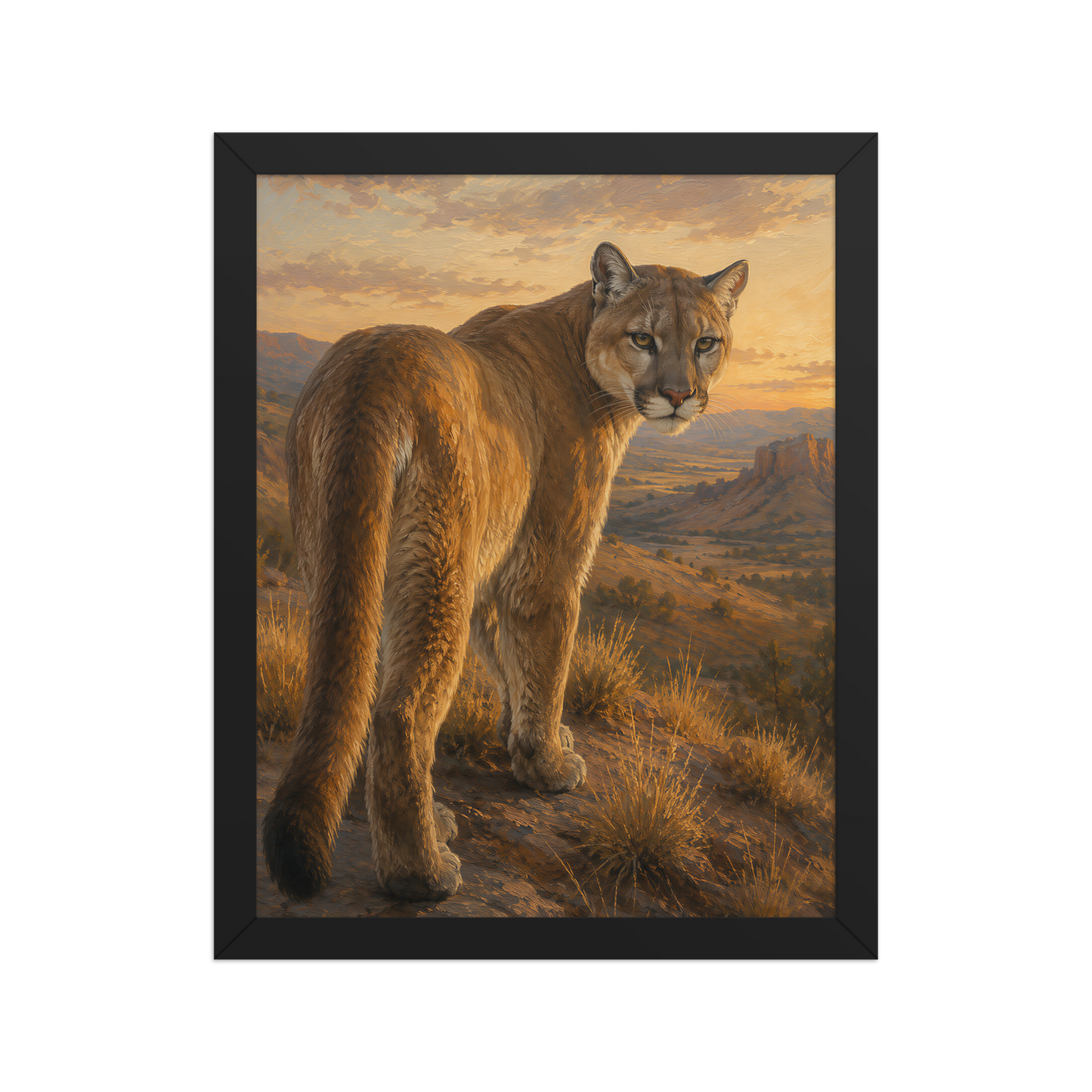 Mountain Lion Sunset Pride Framed Poster