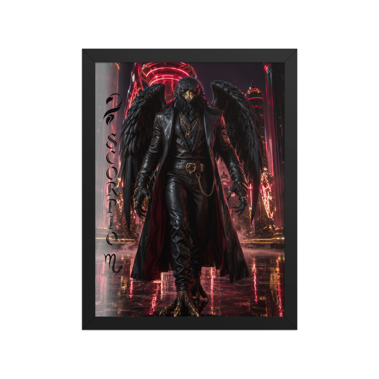 Scorpio man black eagle framed poster