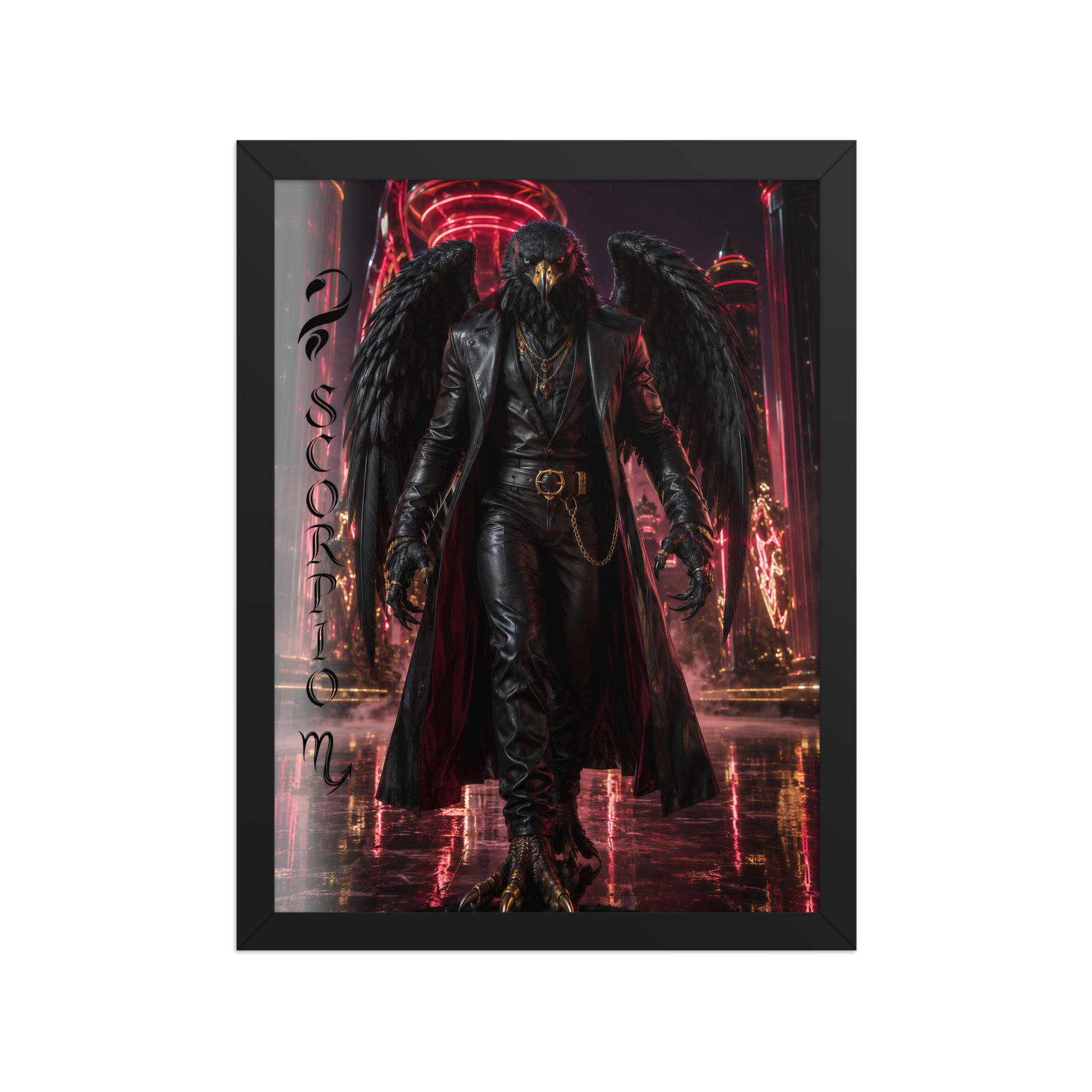 Scorpio man black eagle framed poster