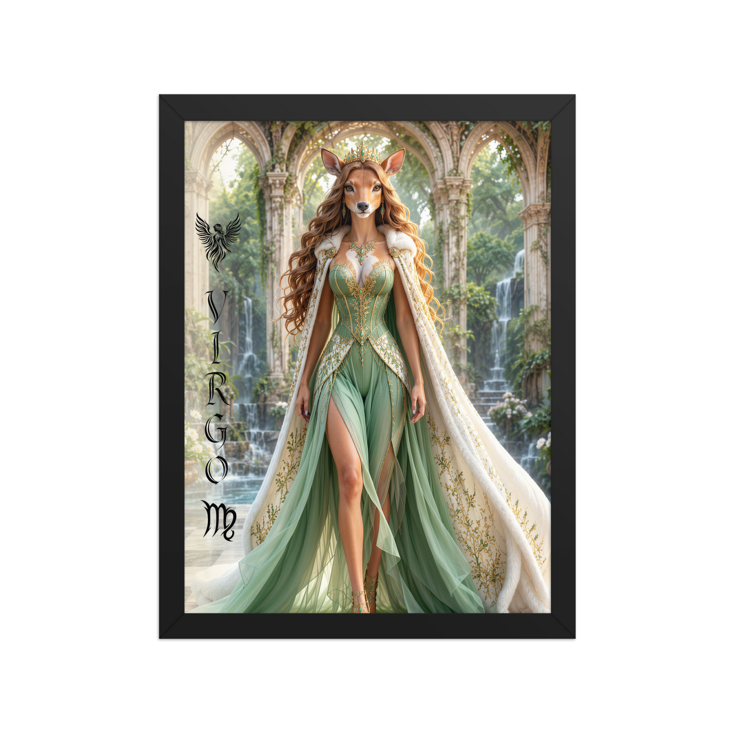Virgo woman deer queen framed poster
