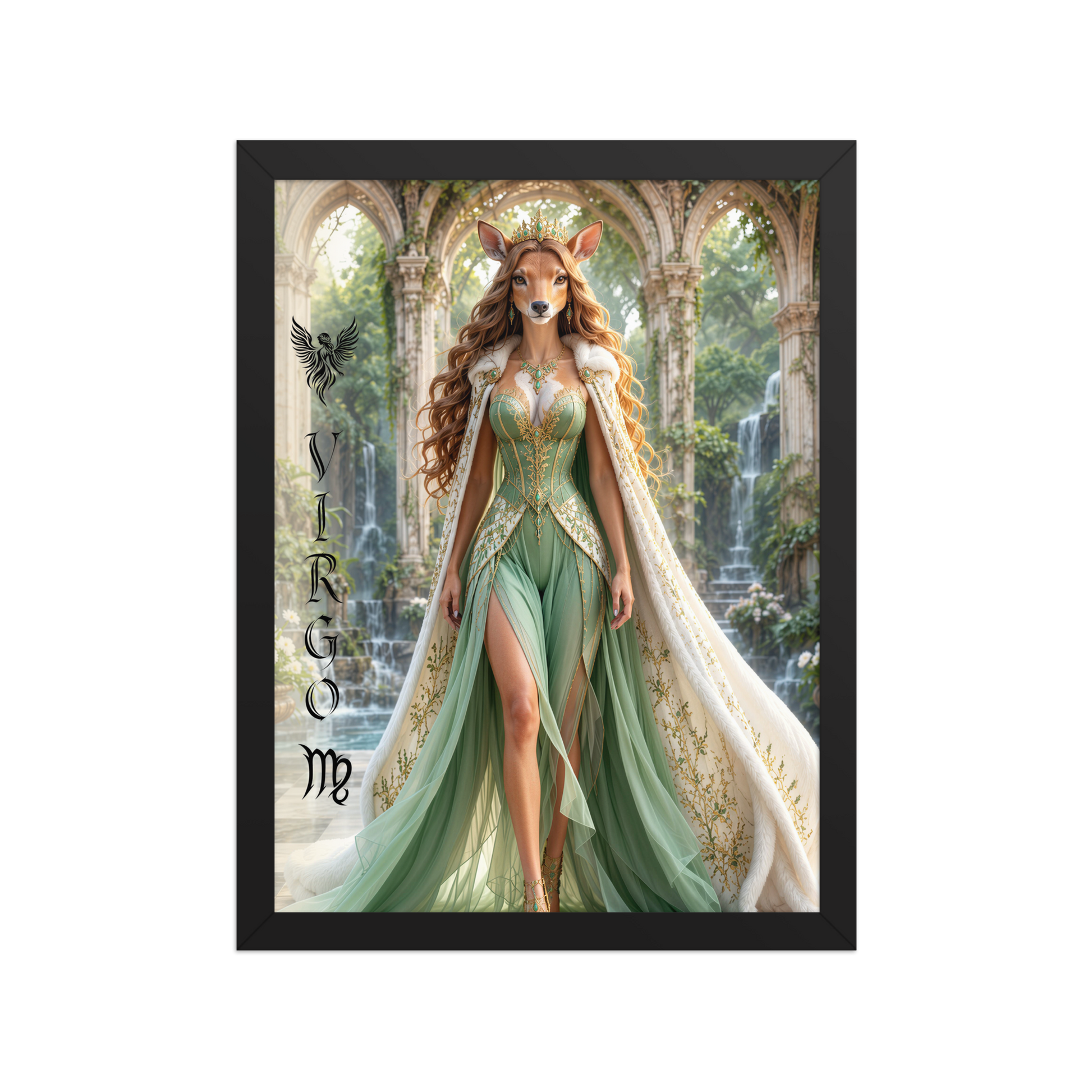 Virgo woman deer queen framed poster