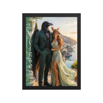 Virgo power couple framed poster with raven king and deer queen