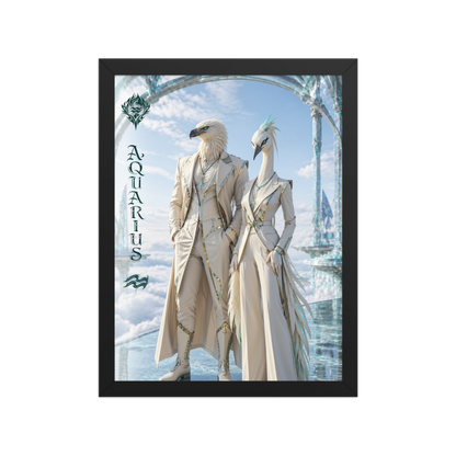 Framed Aquarius power couple poster with eagle king and crane queen
