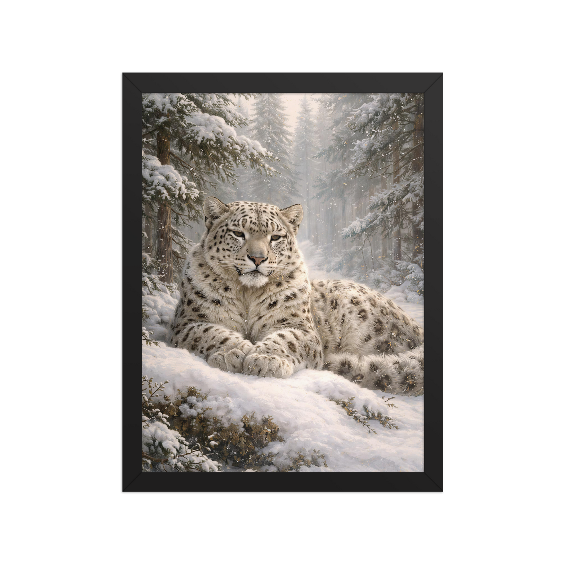 Snow Leopard Winter Calm Framed Poster