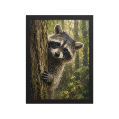 Raccoon Curiosity Framed Poster