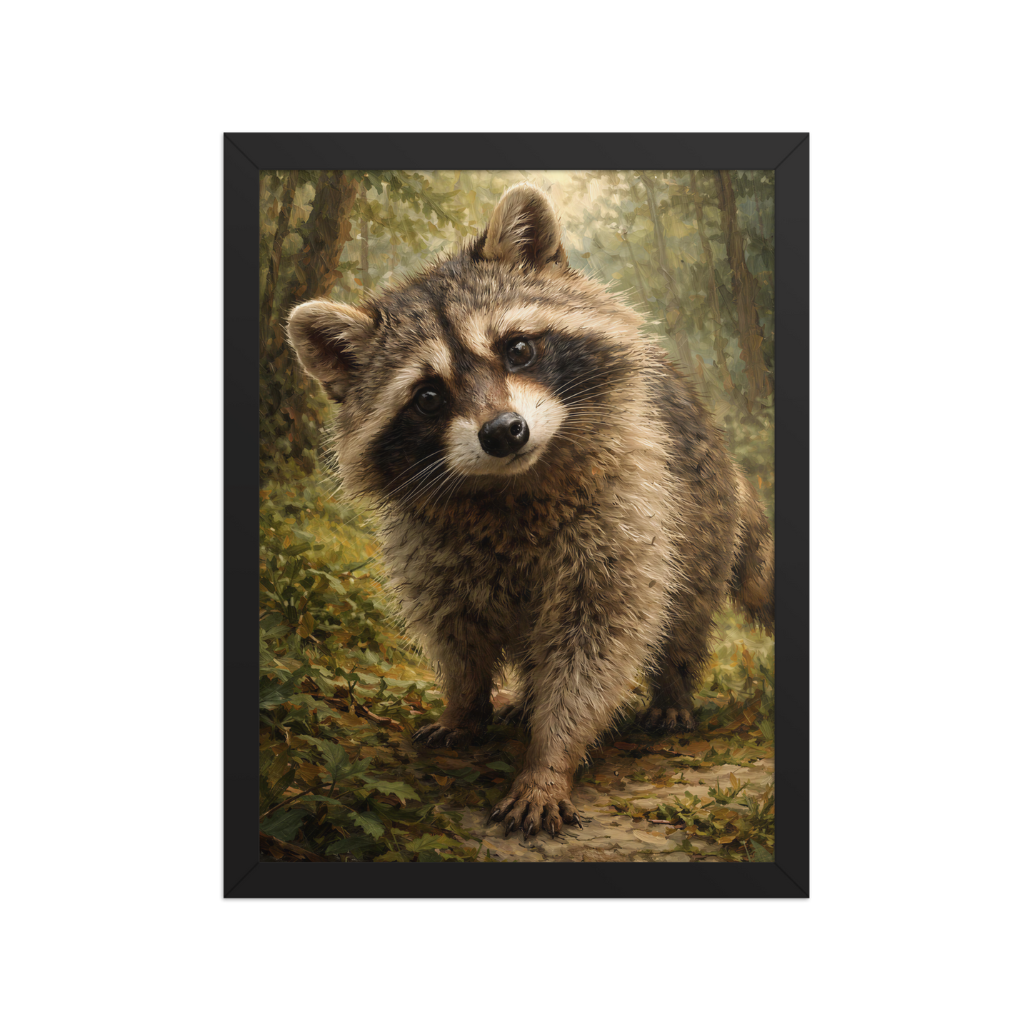 Raccoon Forest Curiosity Framed Poster