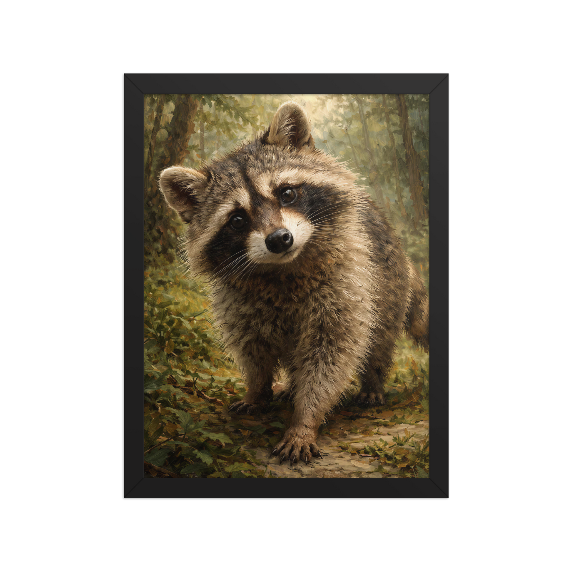 Raccoon Forest Curiosity Framed Poster