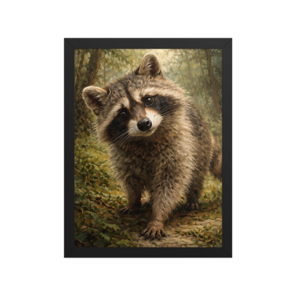 Raccoon Forest Curiosity Framed Poster