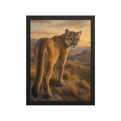 Mountain Lion Sunset Pride Framed Poster