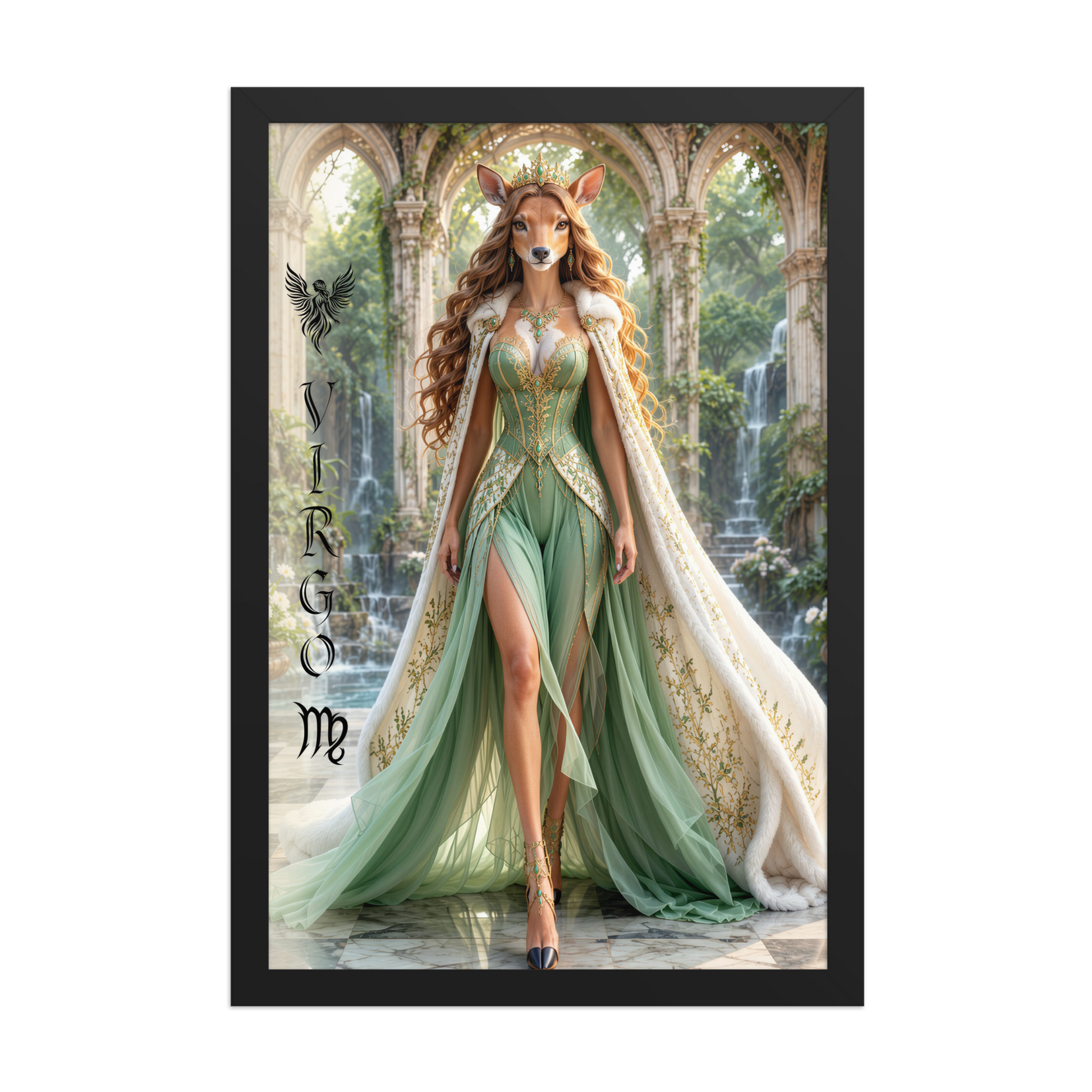Virgo woman deer queen framed poster