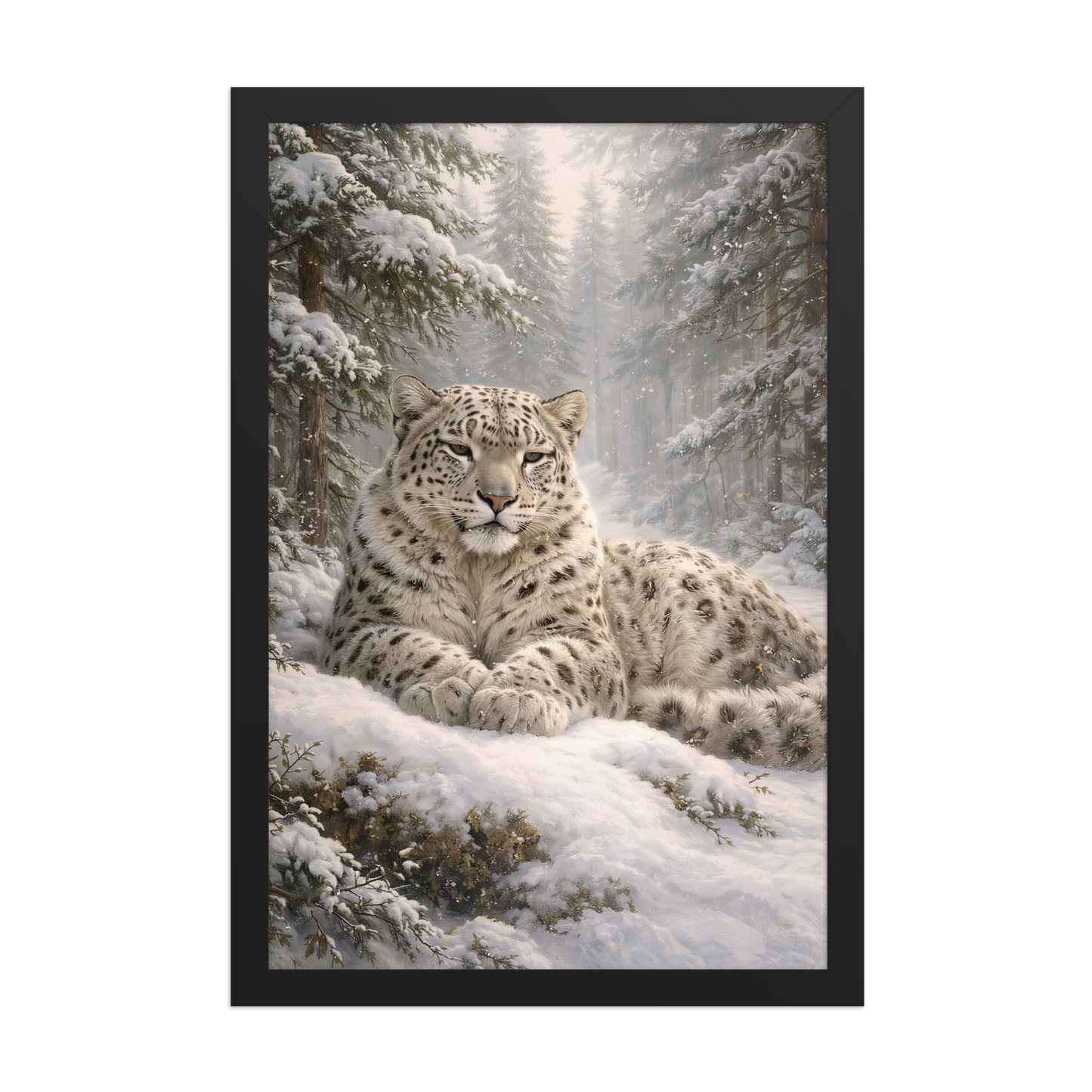 Snow Leopard Winter Calm Framed Poster