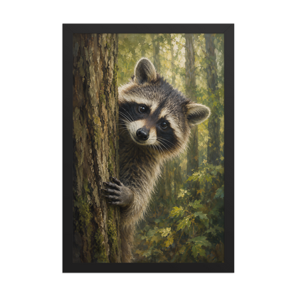 Raccoon Curiosity Framed Poster