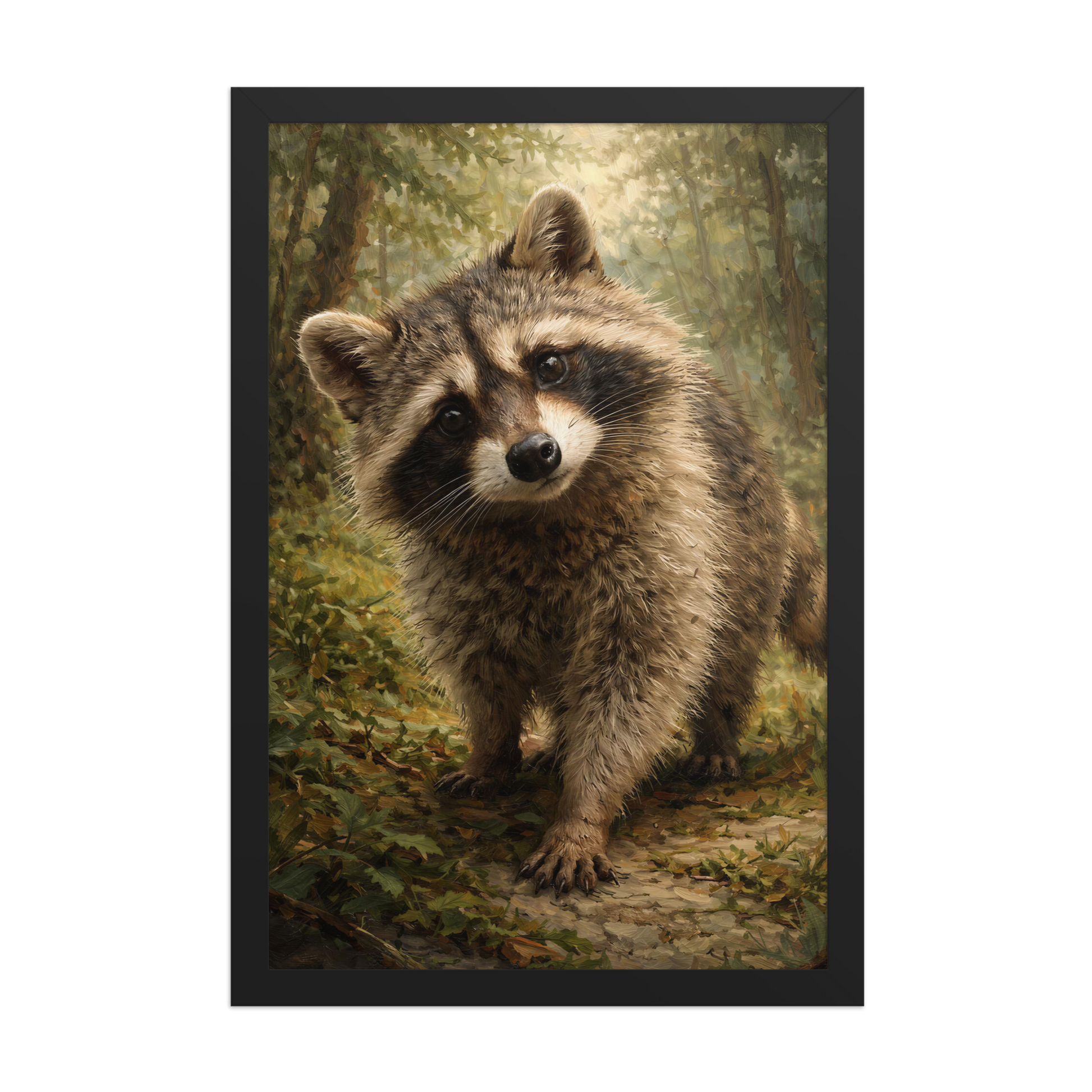 Raccoon Forest Curiosity Framed Poster