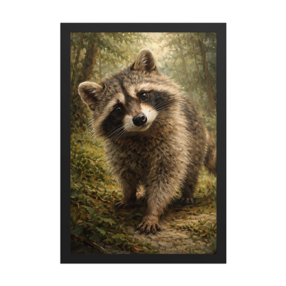 Raccoon Forest Curiosity Framed Poster