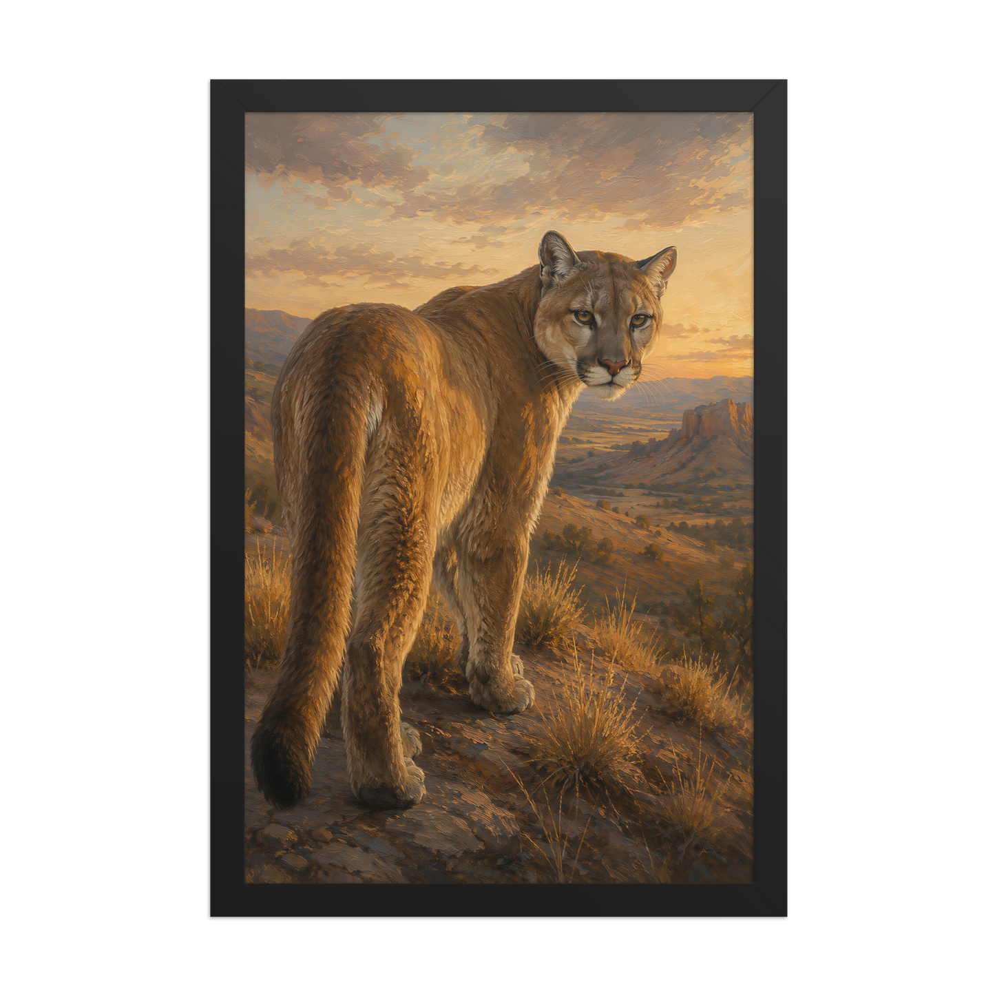 Mountain Lion Sunset Pride Framed Poster